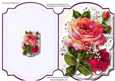 Print, Cut, and Fold, Beautiful Roses, and Baby's Breath 