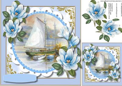 Lovely Blue Magnolias and a Water Scene 