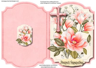 Print, Cut and Fold , Sympathy Pale Pink Roses ,4