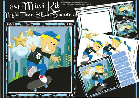 8x8 Mini Kit, the Night Time Skate Boarder