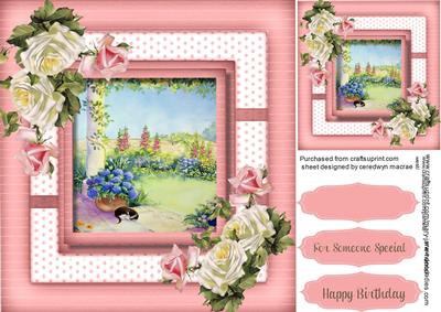 Beautiful Roses and Garden Scene 