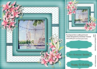Beautiful Aqua Scene with Flowers