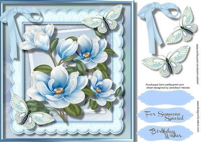 Lovely Blue Magnolias and Butterfly's 