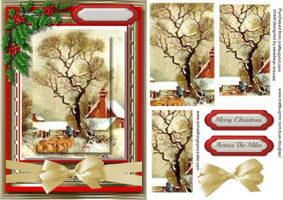 Lovely Christmas Scene with Holly and Bow 