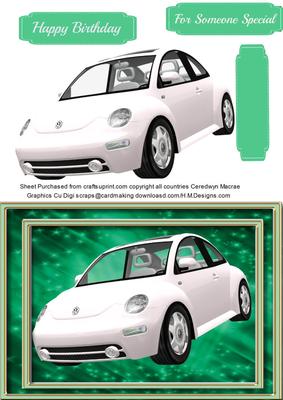 Lovely White Beetle Car on Green