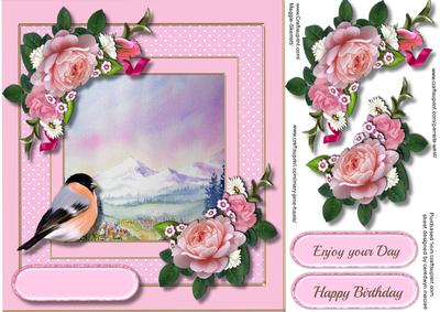 Beautiful Roses and Scene with a Bird Looking In