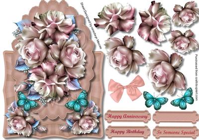 Over the Edge Beautiful Roses and Blue Butterfly's