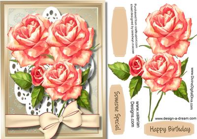 Beautiful Deep Pink Roses on Lace 
