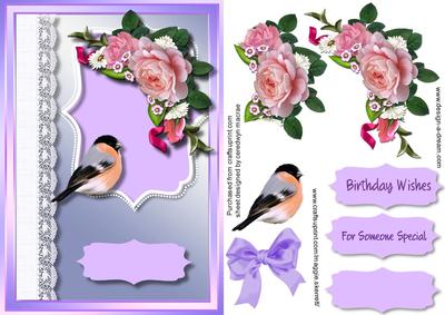 Cute Little Bird and Roses 