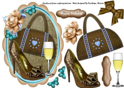 Lovely Shoes and Hadbag Topper in Aqua and Buff