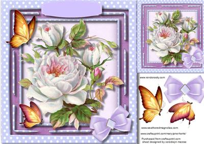 Bewautiful White Roses with Golden Butterfly's 