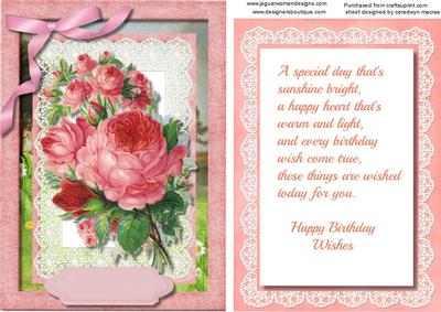 Lovely Pink Roses with Birthday Verse 
