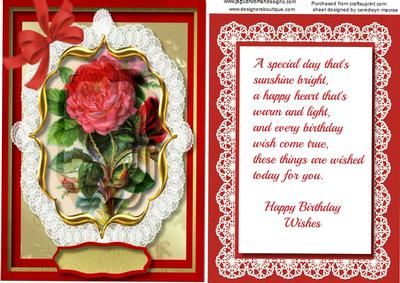 Lovely Red Rose and Birthday Verse 