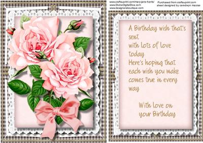 Lovely Pink Roses in Gingham Frame with Verse 