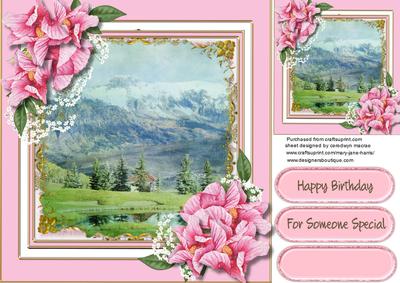 Beautiful Hybiscus with Mountain Scene 