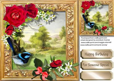 Beautiful Blue Tit and Red Roses 