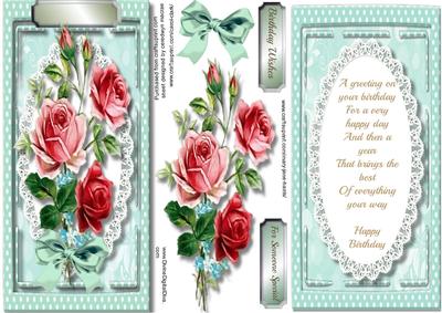 Lovely Aqua D.l with Mixed Roses and Verse 