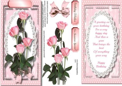 Lovely Pink D.l with Roses and Verse 