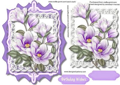 Lovely Topper with Lilac Magnolias in a Ornate Frame 
