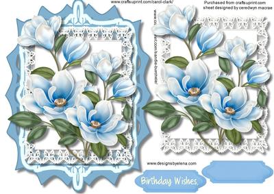 Lovely Blue Magnolias in a Ornate Frame 