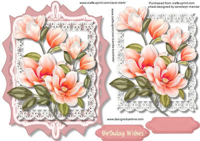 Lovely Deep Pink Magnolias in a Ornate Frame 