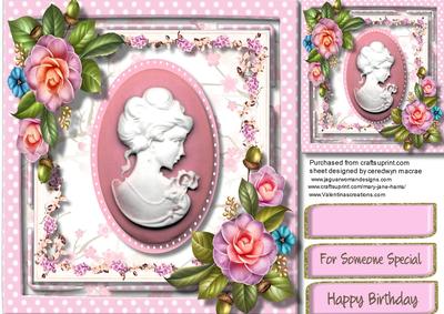 Beautiful Pink Cameo Lady with Camelias 