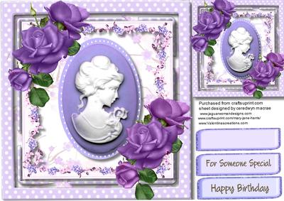 Lovely Cameo Lady in Lilac with Roses 