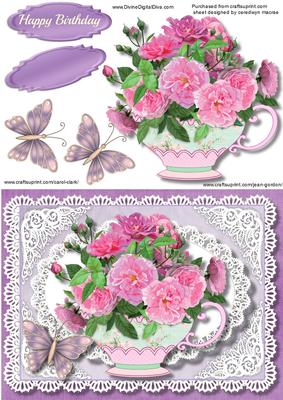 Lovely Lace and a Cup of Pink Peonies 