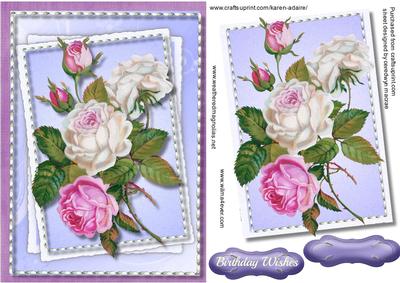 Lovely Roses on a Lilac Stitched Frame 