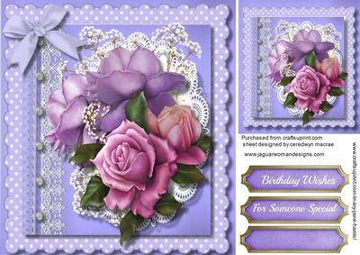 Lovely Beelop Roses on a Scalloped Frame 