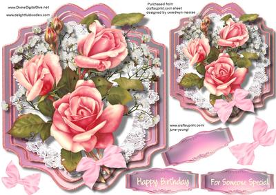 Lovely Bracket Topper with Pibnk Roses on Lace 