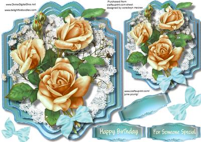Lovely Bracket with Golden Roses on Lace 