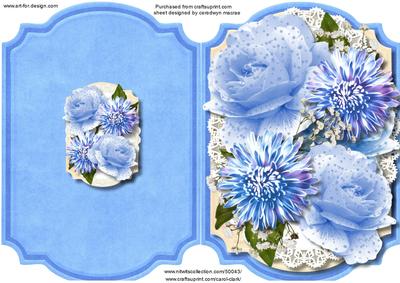 Print, Cut,and Fold Beautiful Blue Ross 