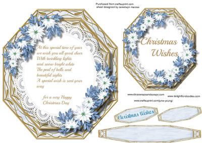 Incert , Blue Poinsettias with Verse 