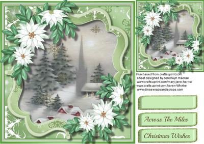 Lovely Green Bracket Scene with White Poinsettias 