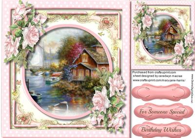 Beautiful Water Scene with French Roses