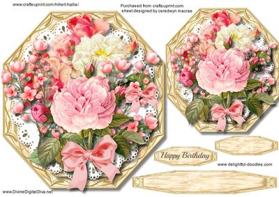 Beautiful Octagonal with Pink Mixed Roses 