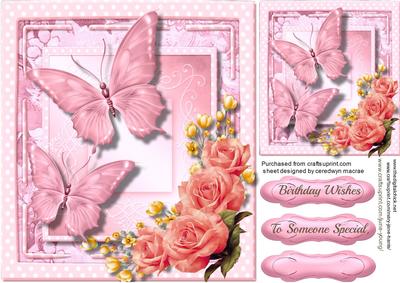 Lovely Pink Butterfly's and Roses on the Wing 