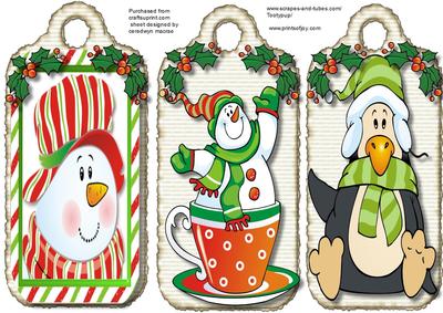 Three Lovely Christmas Topper Tags 