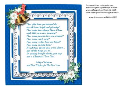 Incert Blue with Verse and White Poinsettias 