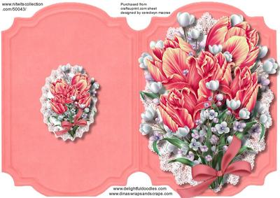 Print, Cut and Fold , Beautiful Salmon Pink Tulips