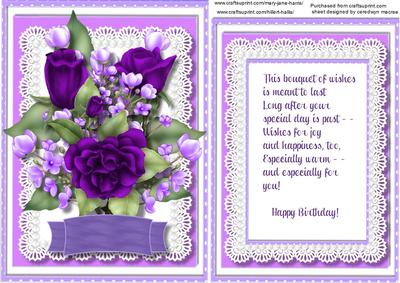 Lilac Birthday Bouquet with Verse 