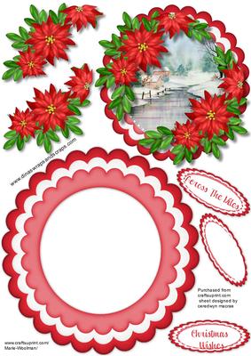 Lovely Christmas Rocker with Scene and Poinsettias 