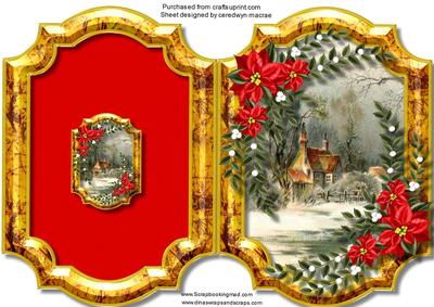 Print,cut,and Fold Christmas Beacket with Scene 
