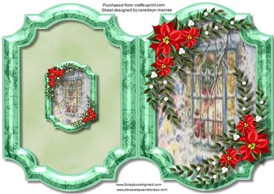 Print,cut, and Fold, Lovely Green Bracket with Scene 