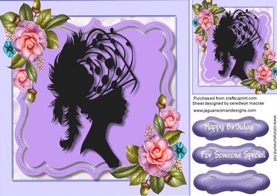Beautiful Silhouette Lady in a Lilac Frame 