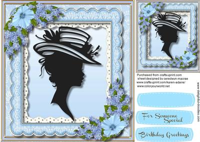 Beautiful Silhouette Lady in a Blue Frame 
