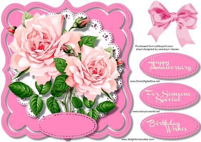 Beautiful Pink Roses on a Lace Mat 