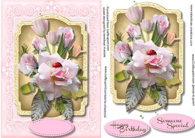 Beautiful Vintage Rose and Ladybird
