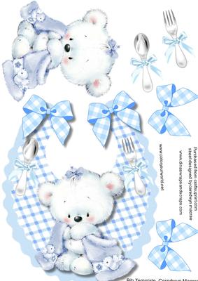 Cute Blue Baby Boy Bib with Lovely Teddy